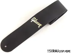 GIBSON BLACK LEATHER GUITAR STRAP, VICTORY GOLD LOGO ACCESSORIES.