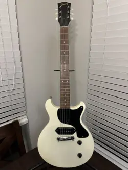 LES PAUL JUNIOR DC DOUBLE CUT CREAM WHITE HEADSTOCK REPAIR FAKE GIBSON CHIBSON