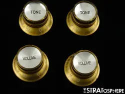USED USA GIBSON GUITAR CONTROL KNOBS, GUITAR PARTS KNOBS, GOLD