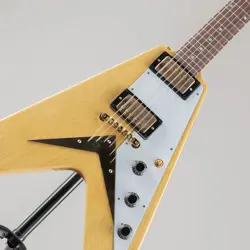 GIBSON CUSTOM SHOP 1958 KORINA FLYING V REISSUE NATURAL VOS WHITE PICKGUARD