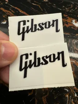 2PCS CUSTOM MADE GIBSON GUITAR HEADSTOCK VINYL UV TRANSFER RAISED DECALS STICKER
