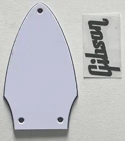 3 PLY WHITE PICKGUARD FIT GIBSON FLYING V TRUSS ROD COVER SILVER DECAL GUITAR