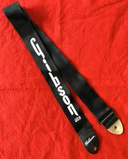 VTG GIBSON ORIGINAL LOGO ACE STYLE BLACK GUITAR STRAP MADE IN USA