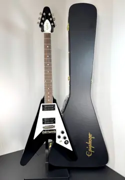 EPIPHONE INSPIRED BY GIBSON KIRK HAMMETT 1979 FLYING V GUITAR EBONY W/HARD CASE
