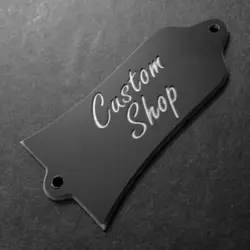 GUITAR TRUSS ROD COVER - ENGRAVED - FITS USA GIBSON - CUSTOM SHOP - BLACK SILVER