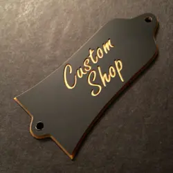 GUITAR TRUSS ROD COVER - ENGRAVED - FITS USA GIBSON - CUSTOM SHOP - BLACK GOLD