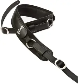 GIBSON GENUINE LEATHER GUITAR STRAP BLACK CLASSIC ADJUSTABLE