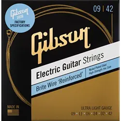 GIBSON/SEG-BWR9 BRITE WIRE REINFORCED ELECTRIC GUITAR STRINGS ULTRA-LIGHT (.09-.