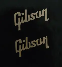 2 GOLD  DECAL  HEADSTOCK GIBSON LOGOS, DIE-CUT VINYL DECAL