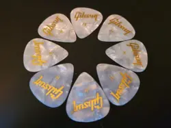 GIBSON HEAVY WHITE PEARLOID -   GUITAR PICKS 9 PICKS #36