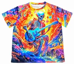 TIE DYE TSHIRT T-SHIRT SZ XL SKELETON GIBSON LES PAUL PSYCHEDELIC GRATEFUL DEAD!