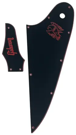 NEW 3 PLY BLACK TRUSS ROD COVER RED LOGO FITS GIBSON FIREBIRD GUITAR PICKGUARD