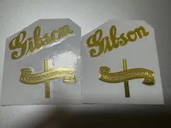 2PCS GIBSON GUITAR BASS NECK HEAD HEADSTOCK SELF-ADHESIVE METAL STICKERS GOLDEN