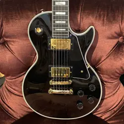 EPIPHONE INSPIRED BY GIBSON LES PAUL CUSTOM ELECTRIC GUITAR W/ CASE - EBONY