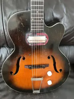 SILVERTONE H61 VINTAGE 1960S FULL HOLLOW ELECTRIC GUITAR W/ GIBSON P13 PU + CASE