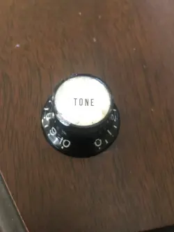 GIBSON 1960S BLACK CHROME REFLECTOR TOP HAT GUITAR CONTROL KNOB TONE