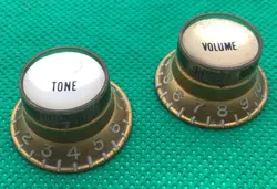 VINTAGE 1960'S GIBSON GOLD REFLECTOR TOP HAT VOLUME / TONE KNOBS