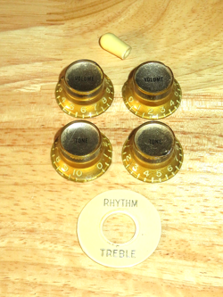 GIBSON 1974 GOLD GOLD REFLECTOR TOP HAT GUITAR CONTROL KNOBS