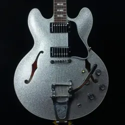 GIBSON CUSTOM SHOP '64 ES-335 REISSUE SILVER SPARKLE BLACK STINGER BIGSBY W/HSC