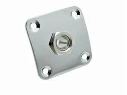 CHROME SQUARE CURVED JACK PLATE FOR GIBSON W/ SWITCHCRAFT JACK & CHOKE UP NUT