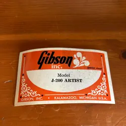 EARLY 1970'S GIBSON J-200 ARTIST SOUNDHOLE LABEL  NEW OLD STOCK !
