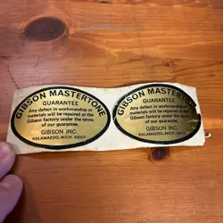 LOT OF 2: 1970'S GIBSON MASTERTONE GOLD BANJO LABELS  NEW OLD STOCK !