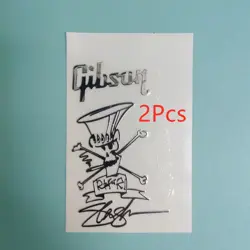 2PCS GIBSON ELECTRIC GUITAR SLASH HEADSTOCK SELF-ADHESIVE METAL STICKERS SILVER