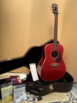 ELECTRIC ACOUSTIC GUITAR GIBSON J-45 STANDARD WINE RED 2021 USA MADE
