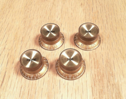 4 GIBSON REFLECTOR TOP HAT GUITAR CONTROL KNOBS 1970'S VINTAGE ORIGINAL G825-16