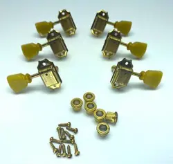 KLUSON DELUXE USA 1970S EARLY GOLD GIBSON DELUXE VINTAGE PEG SET 3:3