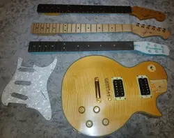 GUITAR PARTS~LP BODY~GIBSON USA HUMBUCKER~3 NECKS~GROVER LOCKING TUNERS~GOLD~