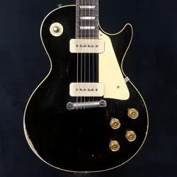 GIBSON CUSTOM SHOP MURPHY LAB 1954 LES PAUL STANDARD ALL EBONY HEAVY AGED