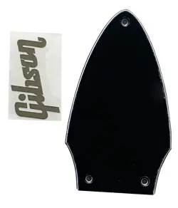 NEW BLACK FOR GIBSON FLYING V TRUSS ROD COVER SILVER DECAL GUITAR PICKGUARD