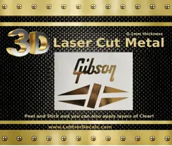 GIBSON GUITAR HEADSTOCK DECAL RESTORATION GOLD METAL LOGO M5B