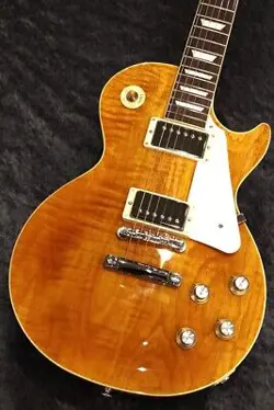 GIBSON LES PAUL STANDARD 60S FIGURED TOP -HONEY AMBER- 4.38KG JET BLACK FINGERBO