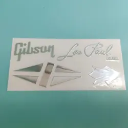 2PCS GIBSON LES PAUL ELECTRIC GUITAR HEADSTOCK SELFADHESIVE METAL STICKER SILVER