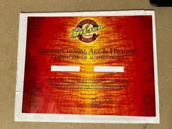 GIBSON CUSTOM SHOP CERTIFICATE COA CASE CANDY LES PAUL SG EXPLORER FLYING V