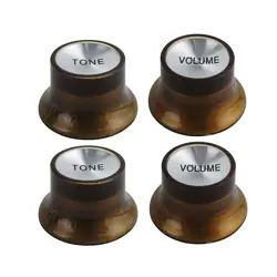 4X AMBER GUITAR BELL KNOBS TONE VOLUME FINE-KNURLED 2T2V FOR USA GIBSON LES PAUL