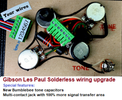 GIBSON LES PAUL SOLDERLESS 50'S WIRING UPGRADE/SHORT SHAFT POTS/BUMBLEBEE CAPS