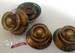 SET OF 4 AGED RELIC GIBSON TOP HAT BELL KNOBS LES PAUL GOLD US SIZE 59 PARTS