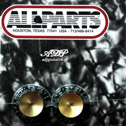 2 KNOBS BLACK INCH SIZE BLACK GIBSON STYLE TOPHAT KNOBS TONE GOLD REFLECTOR CAP