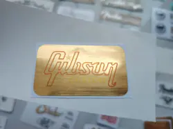 2PCS GIBSON ELECTRIC GUITAR HEADSTOCK VINYL UV WATERPROOF METALLIC DECAL STICKER