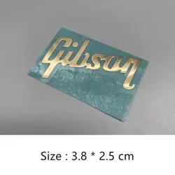 2PCS GIBSON GUITAR NECK HEAD METAL LOGO DECAL STICKER SELF-ADHESIVE GOLDEN