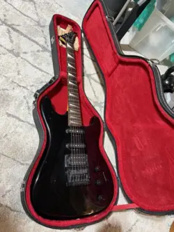 VINTAGE EPIPHONE BY GIBSON S600 BLACK ELECTRIC GUITAR WITH BLACK HARD CASE