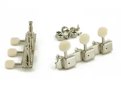 KLUSON SG,LES PAUL,KAY TUNERS 3 ON A PLATE WHITE OVAL BUTTON NICKEL FITS GIBSON