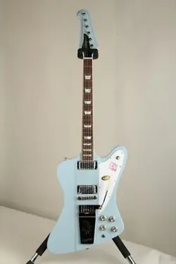 EPIPHONEBY GIBSON CUSTOM 1963 FIREBIRD V MAESTRO VIBROLA FROST BLUE GUITAR