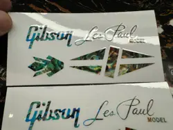 2PCS GIBSON LES PAUL MODEL GUITAR NECK HEADSTOCK VINLY UV RAISED DECALS STICKER