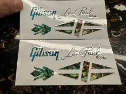 2PCS GIBSON LES PAUL MODEL GUITAR NECK HEADSTOCK VINLY UV RAISED DECALS STICKER