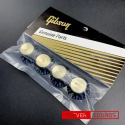GIBSON GUITAR KNOBS TOP HAT STYLE BLACK/GOLD GENUINE 2V/2T 4 PIECE PRMK-020