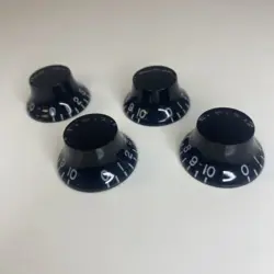 GUITAR GIBSON LP STYLE BLACK TOP HAT BELL KNOBS SET OF 4